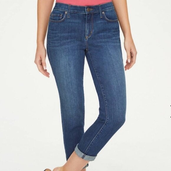 ANN TAYLOR LOFT Modern Crop Medium Wash Faded Cropped Ankle Jeans or Jean Capris - Picture 1 of 13